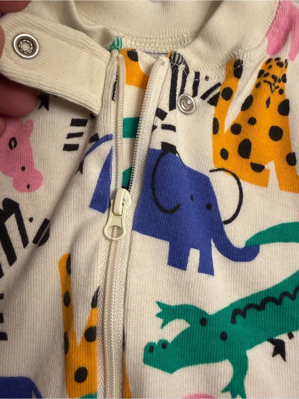 Hanna Andersson 2T Organic Cotton Animal Print Romper 2-Way Zip